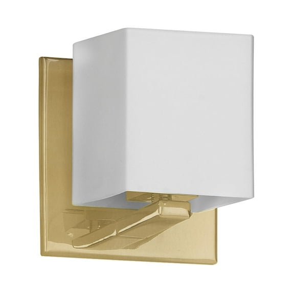 Dainolite V1230-1W-AGB 1 Light Halogen Wall Sconce, Aged Brass with White Glass