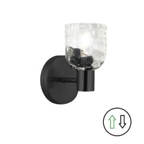 Dainolite 1 Light Matte Black Wall Sconce w/ Clear Water Glass