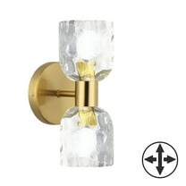 Dainolite 2 Light Aged Brass Wall Sconce w/ Clear Water Glass