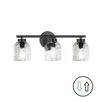 Dainolite 3 Light Matte Black Vanity w/ Clear Water Glass