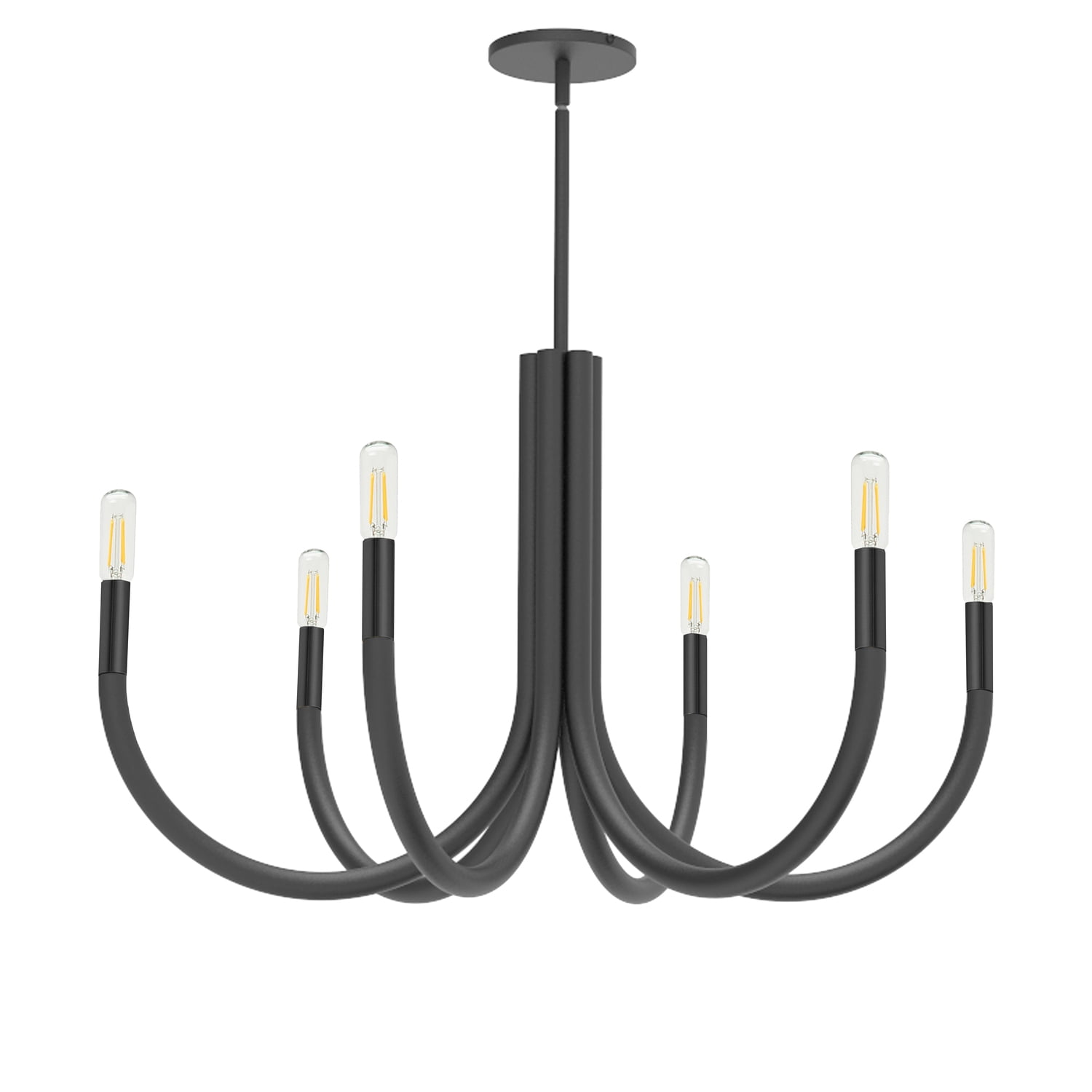 Wand 6-Light Matte Black Modern Candle-Style Chandelier