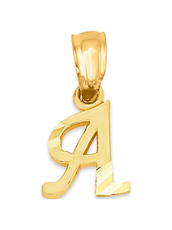 Golden Fire Solid 10k Gold Initial Pendant - Personalized Jewelry for Women