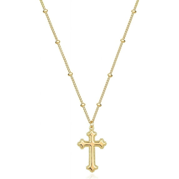 Dainty 14K Gold Plated Cross Necklace for Women - Delicate Pendant Jewelry Gift