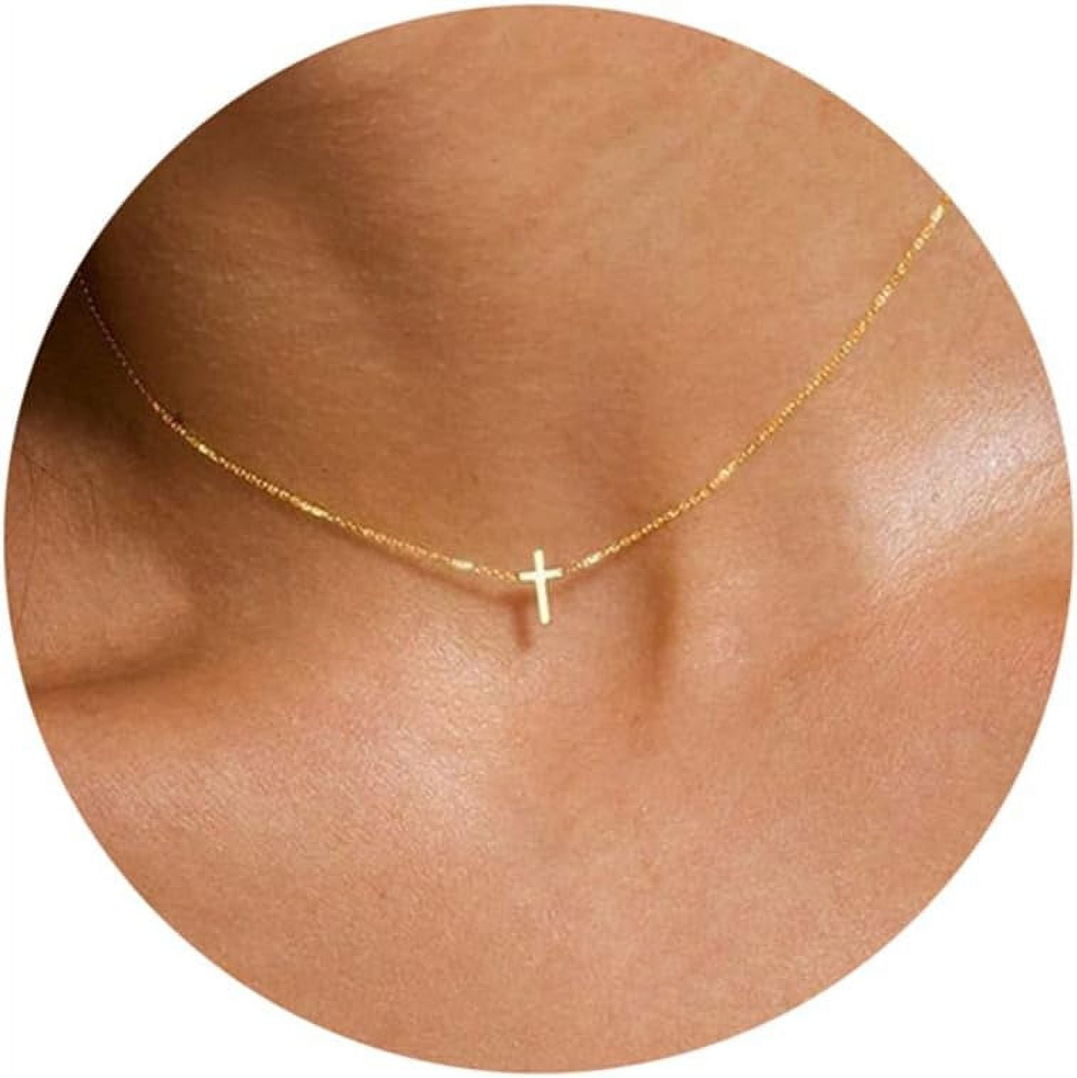 Dainty 14k Gold Plated Cross Necklace for Women - Perfect Gift for Mother's Day, Valentine's Day, and more!