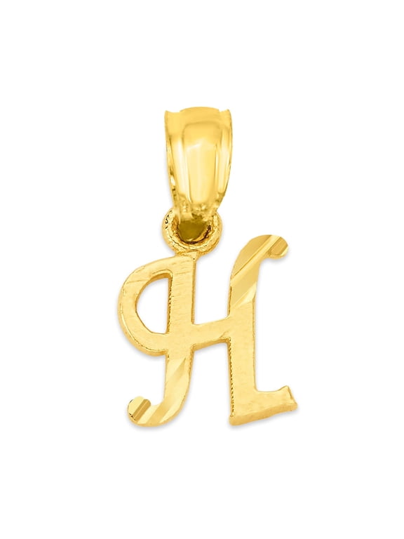 Golden Fire Solid 10k Gold Initial Pendant - Personalized Jewelry for Women