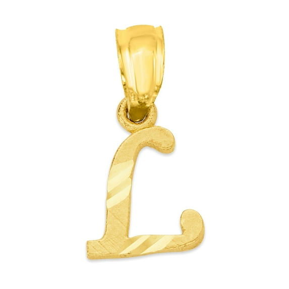 Dainty 14k Solid Gold L Initial Pendant for Necklace, Gold Personalized Letter Jewelry, Anniversary Gift for Her