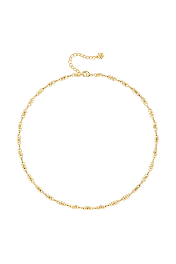 Dainty 18K Gold Plated Link Chain Choker Paperclip Necklace for Women Simple Beads Station Satellite Chain Choker Necklace Minimalist Infinity Chain Layering Jewelry 16”