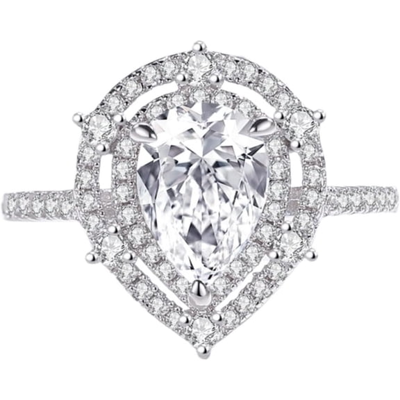 Dainty 3 Carat Engagement Rings for Women S925 Sterling Silver Wedding Rings Pear Cut Simulated Diamond Ring Eternity CZ Rings Promise Rings for Her