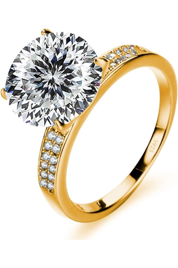 Dainty 5 Carat Moissanite Engagement Rings for Women Round Cut D Color VVS1 Lab Rose Gold Diamond Rings for Women 925 Sterling Silver Moissanite Ring for Women