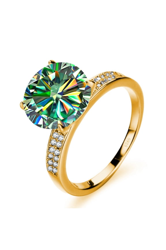 Dainty 5 Carat Rose Gold Moissanite Rings for Women Round Cut D Color VVS1 Lab Diamond Rings for Women 925 Sterling Silver Moissanite Engagement Ring for Women