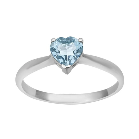 Dainty 925 Sterling Silver 5 MM Heart Blue Topaz Women Valentines Day Gifts Stacking Ring