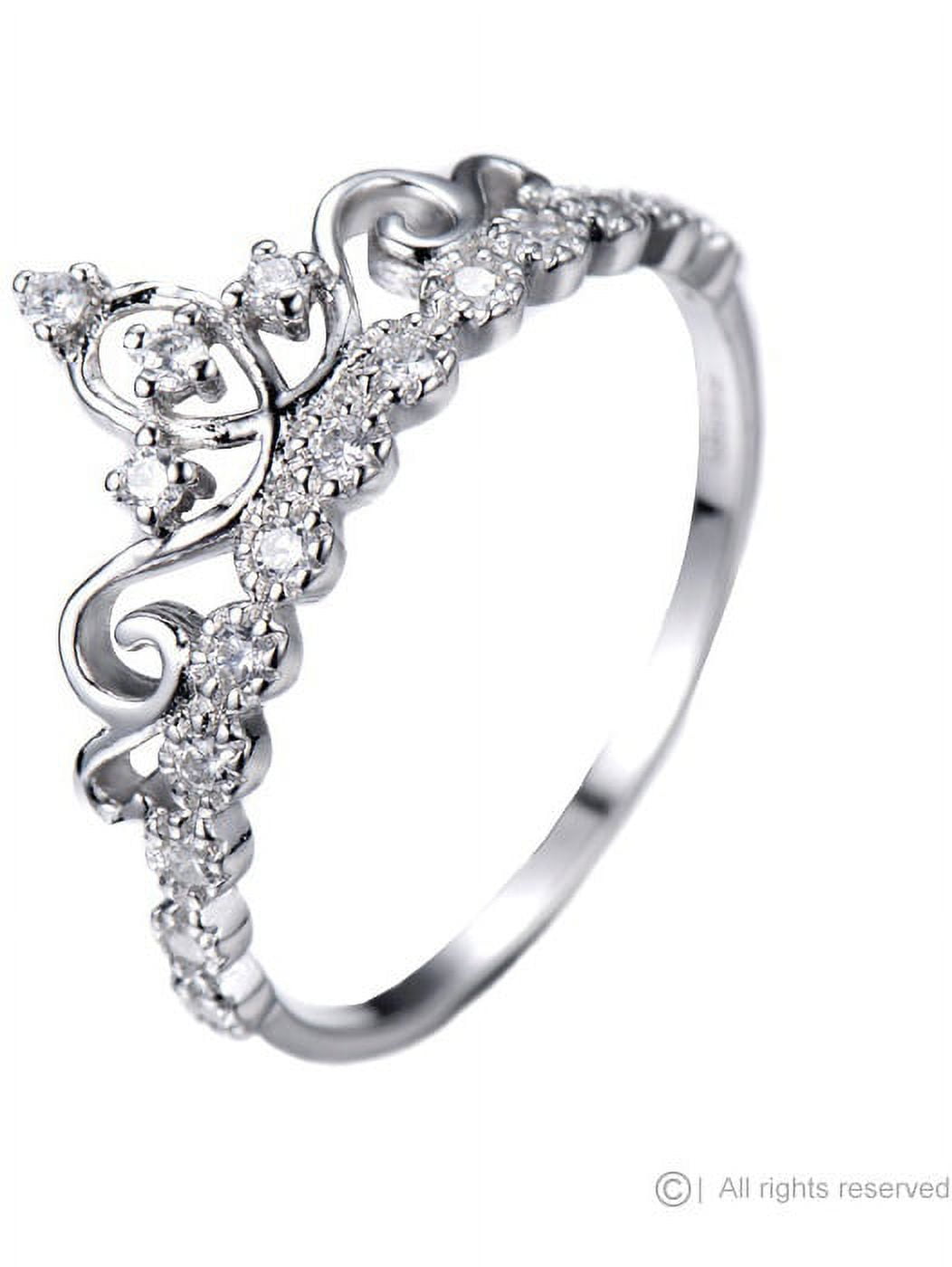 Dainty 925 Sterling Silver Princess Crown Ring
