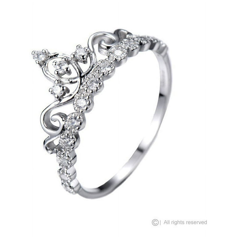 Dainty 925 Sterling Silver Princess Crown Ring