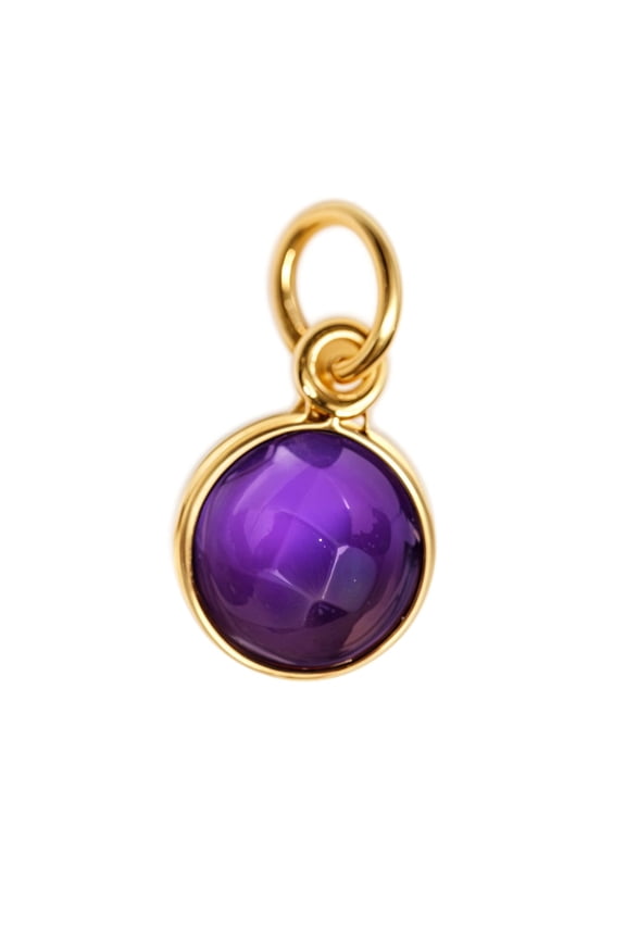 Round Purple Amethyst Love & Friendship Necklace Pendants, Brass, Brass, 1 Count