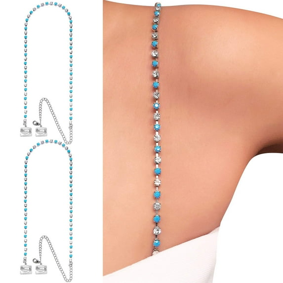 Dainty Aqua Crystals (Silver) Rhinestone Dress Straps | by PIN STRAPS