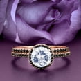 thumbnail image 1 of Dainty Art Deco 2.00 Carat Round Cut Diamond Moissanite And Black Diamond Moissanite Engagement Ring, Wedding Ring in 925 Sterling Silver With Rose Gold Plating Gift For Her, Bridal Set, 1 of 3