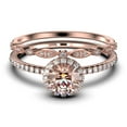 thumbnail image 1 of Dainty Art Deco 2.00 Carat Round Cut Morganite And Black Diamond Moissanite Engagement Ring, Wedding Ring in 925 Sterling Silver, Rose Gold Plating Bridal Set, 1 of 3