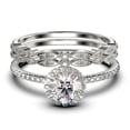 thumbnail image 1 of Dainty Art Deco 2.25 Carat Round Cut Diamond Moissanite Engagement Ring, Wedding Ring in 925 Sterling Silver, White Gold Plating Trio set, 1 of 4