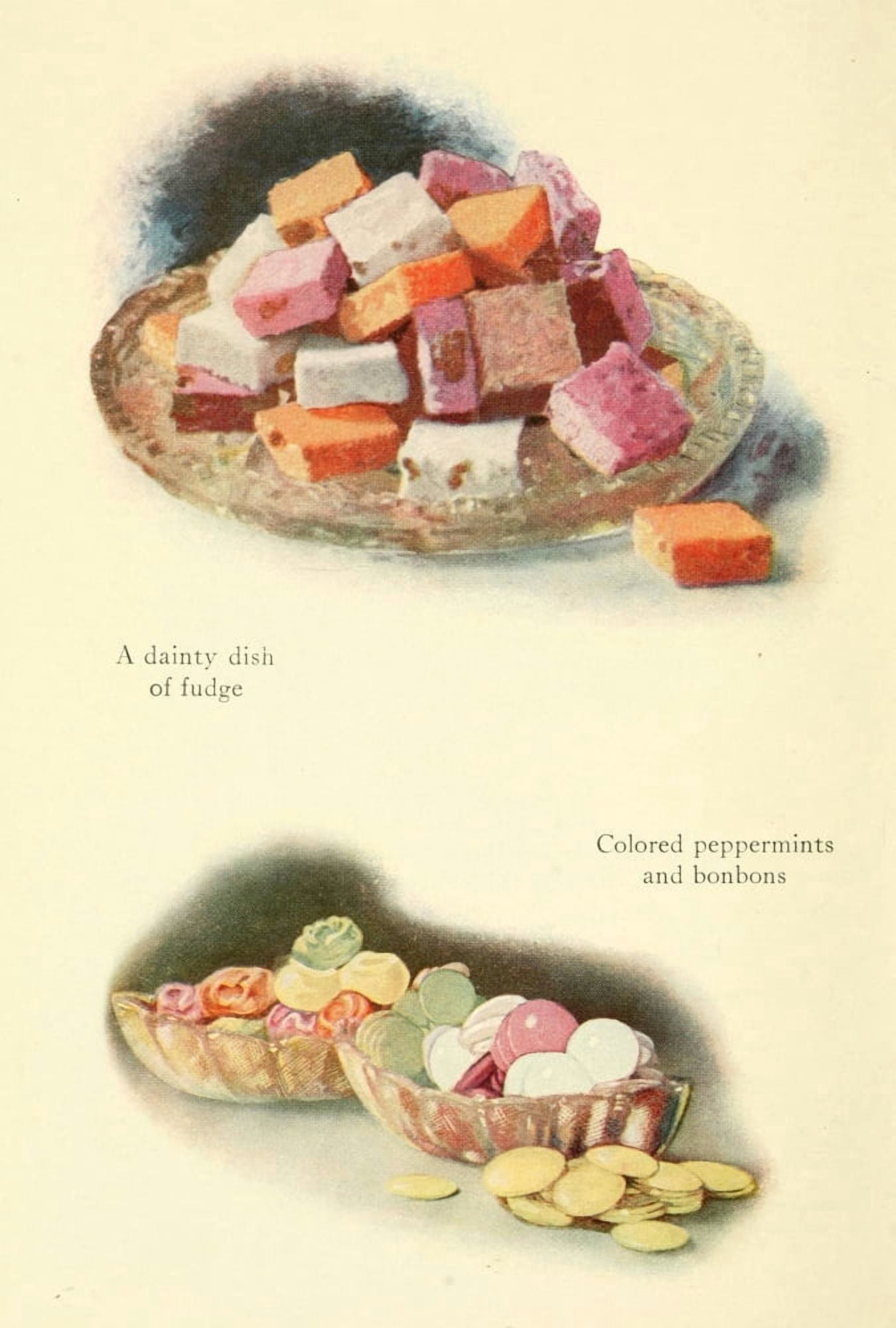 Dainty & Artistic Desserts 1915 Fudge Peppermints & Bonbons Canvas Art - (24 x 36)