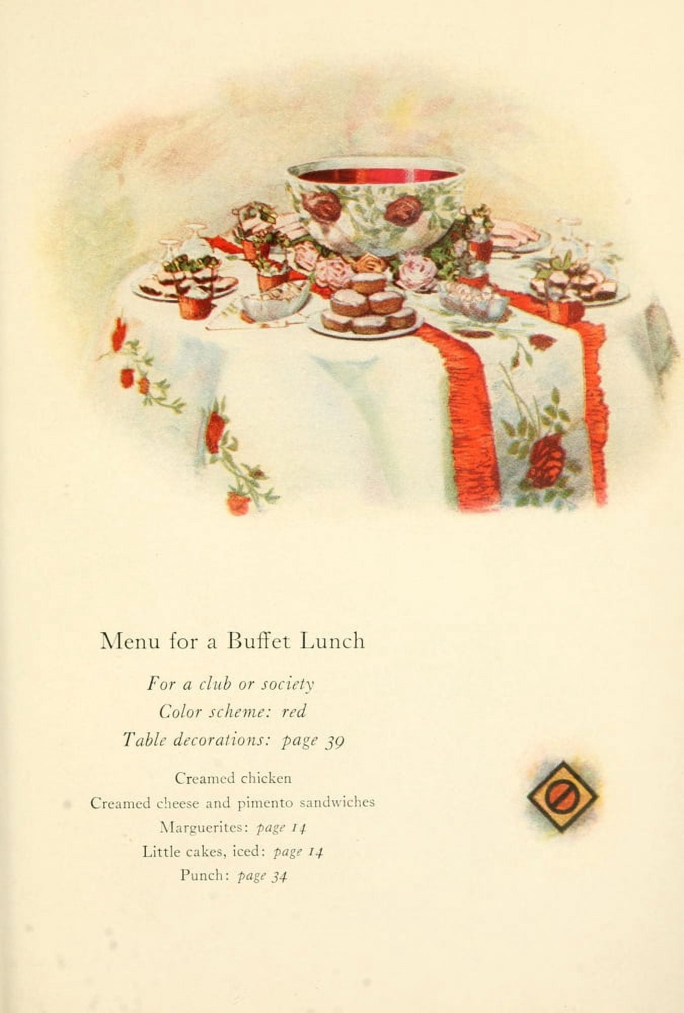 Dainty & Artistic Desserts 1915 Menu for a Buffet Lunch Canvas Art -  (18 x 24)