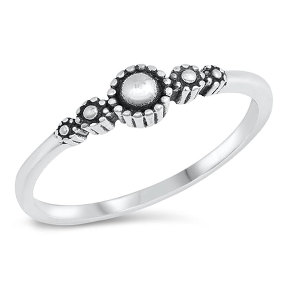 Dainty Bali Flower Ring 5 Flower .925 Sterling Silver Band Jewelry Female Male Unisex Size 3