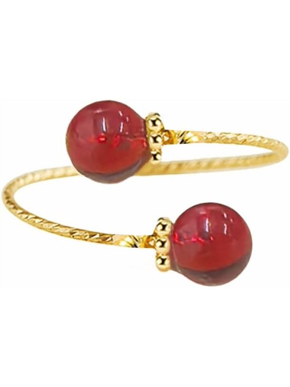 Dainty Balls Adjustable Open Wrap Ring for Women Gold Plated Stacking Statement Wedding Artificial Jade Shell Stone Finger Rings Fashion Layered Comfort Fit Christmas Holiday Jewelry