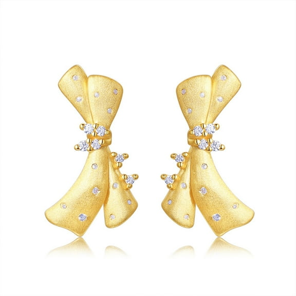 Dainty Bow Moissanite Earrings 925 Sterling Silver Gold Diamond Earrings Hypoallergenic Comfy Women's Earrings Studs