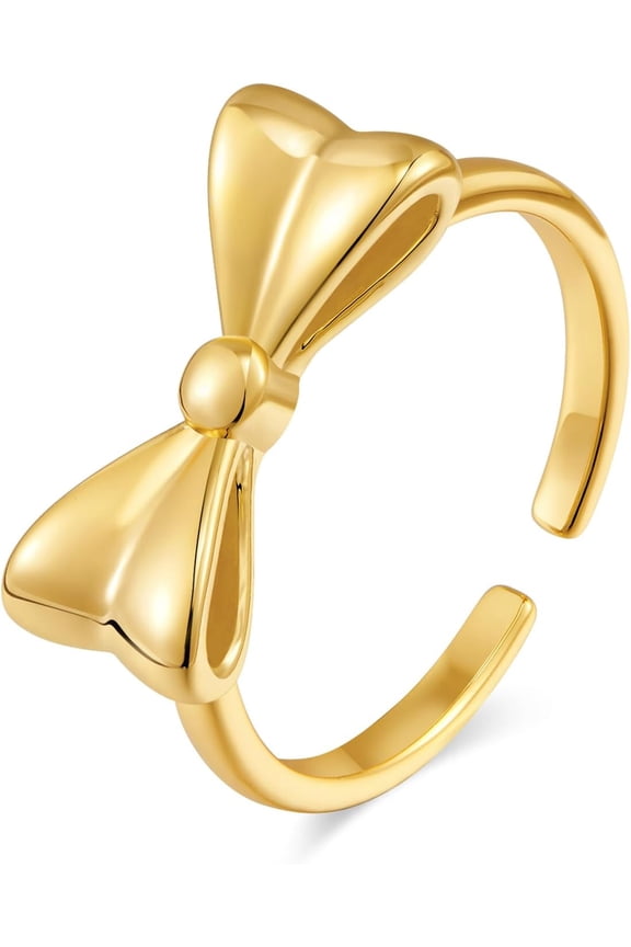 Dainty Bow Rings for Women Cute BowKnot Bow Tie Ring Adjustable Open Rings Stacking Thin Band Rings Minimalist Love Band Ring