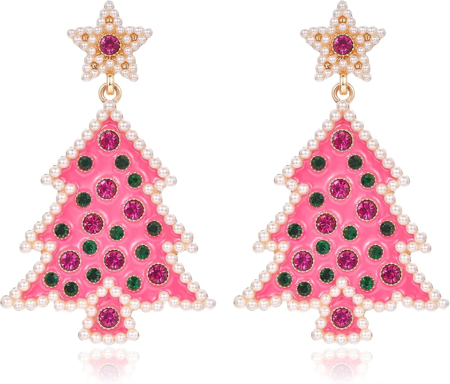 Christmas Earrings For Women | Acrylic Drop Dangle Earrings With Tree, Elk, Cactus, Star Designs | Holiday Party Festival Jewelry Gift