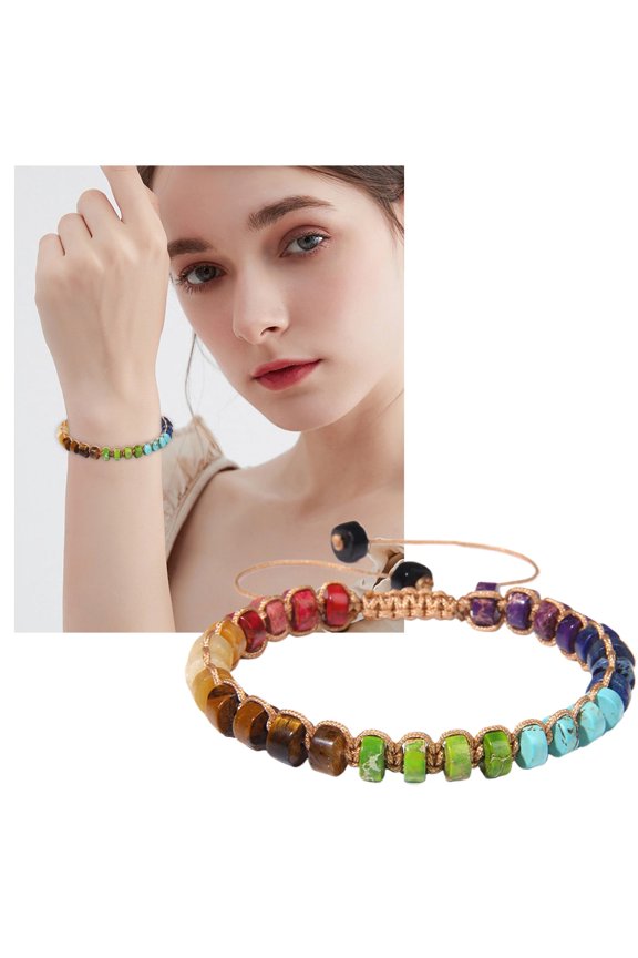 Dainty Bracelets for Women Fashion Trend Wheel Stone Bead Septor Braided Bracelet Hand Drawstring Braided Men'S and Women'S Single Loop Hand Braided Bracelet
