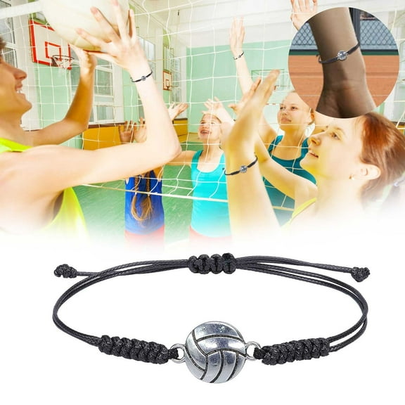 Dainty Bracelets for Women Volleyball Bracelet Adjustable Volleyball Charm Alloy Bracelet Boy Girl Teenager Gift Hand Woven String Olive Volleyball Sports Bracelet Team Player Party Popular