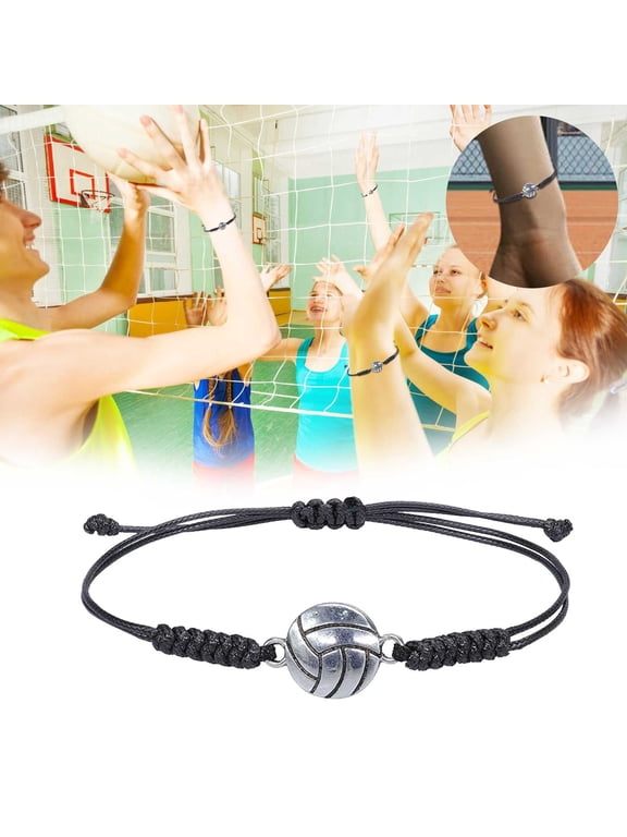 Dainty Bracelets for Women Volleyball Bracelet Adjustable Volleyball Charm Alloy Bracelet Boy Girl Teenager Gift Hand Woven String Olive Volleyball Sports Bracelet Team Player Party Popular