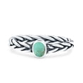 thumbnail image 1 of Dainty Braided Celtic Weave Rope Oval Turquoise Ring Band 925 Sterling Silver Size 8, 1 of 5