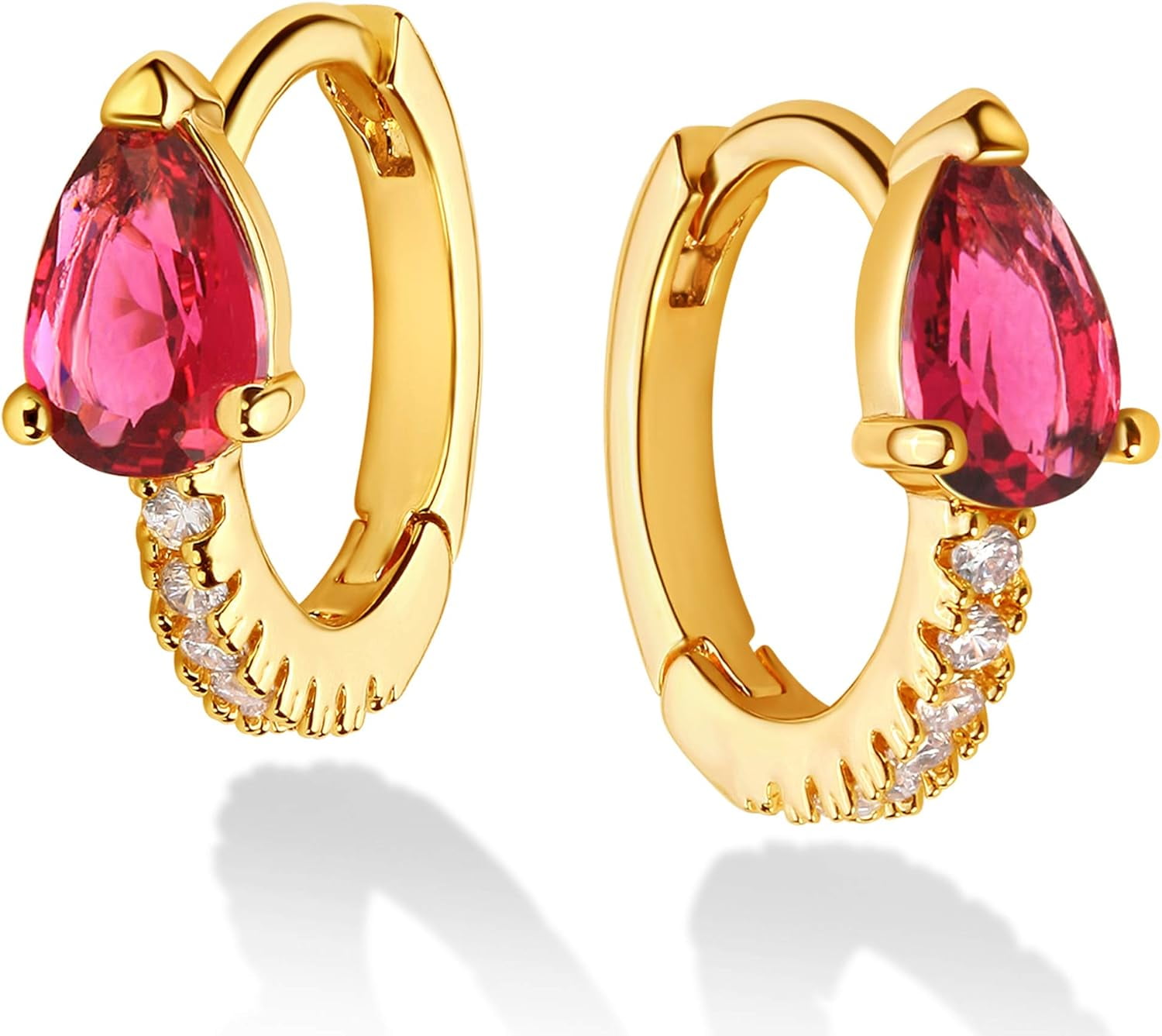 Dainty CZ Huggie Hoop Earrings 14K Gold Plated Chunky Simple Cute Thick