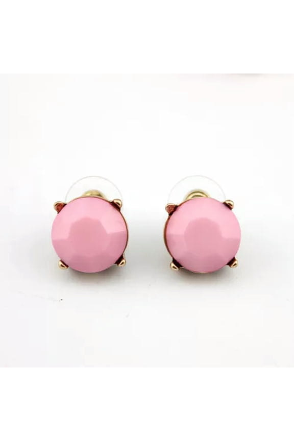 Dainty Candy Color Glass Crystal Opal Dot Stud Earrings Women Vintage Jewelry