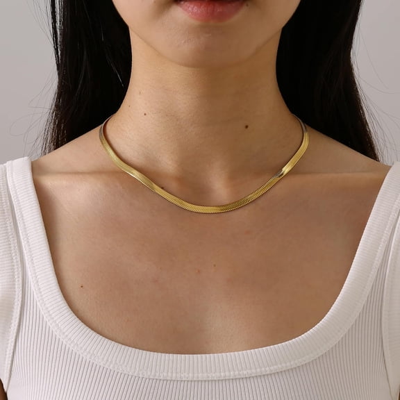 Dainty Chain Necklace For Women 18K Gold Plated Coin Disc Choker Necklaces Simple Satellite Beaded Twisted Chain Necklace Delicate Thin Paper Clip Necklaces Everyday Jewelry[o199]