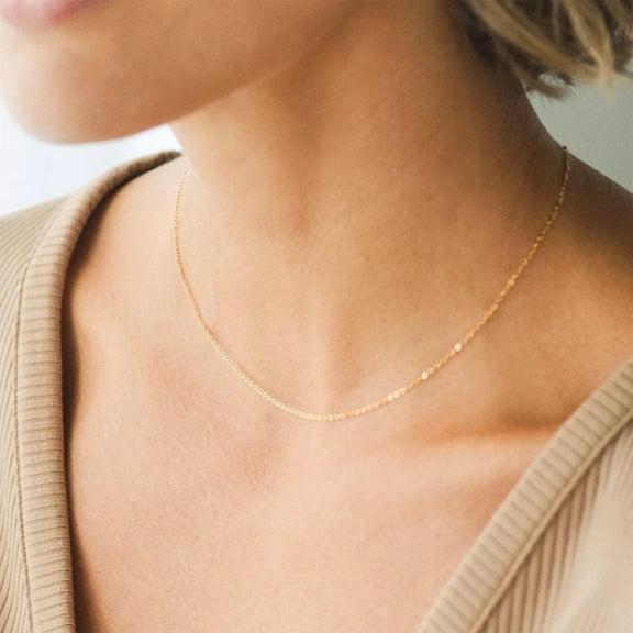 Dainty Chain Necklace For Women 18K Gold Plated Coin Disc Choker Necklaces Simple Satellite Beaded Twisted Chain Necklace Delicate Thin Paper Clip Necklaces Everyday Jewelry[o212]