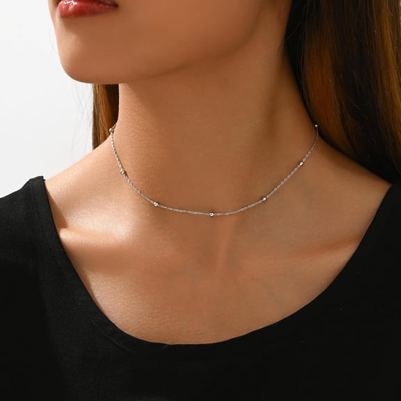 Dainty Chain Necklace For Women 18K Gold Plated Coin Disc Choker Necklaces Simple Satellite Beaded Twisted Chain Necklace Delicate Thin Paper Clip Necklaces Everyday Jewelry[o196]