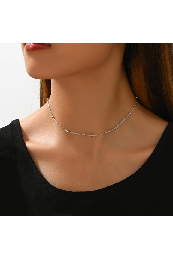 Dainty Chain Necklace For Women 18K Gold Plated Coin Disc Choker Necklaces Simple Satellite Beaded Twisted Chain Necklace Delicate Thin Paper Clip Necklaces Everyday Jewelry[o196]