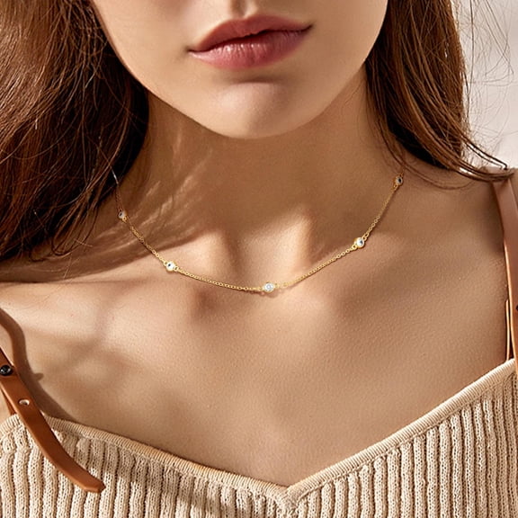 Dainty Choker Necklace For Women 14K Gold Plated Minimalist Chain Choker Necklace Trendy Satellite Bead Choker Jewelry Gifts[o2190]