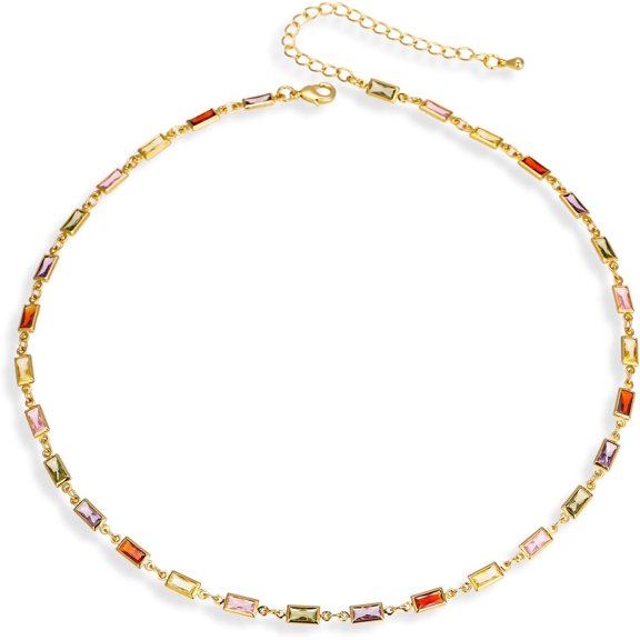 Dainty Choker Necklaces for Women Cubic Zircon Gold Plated Tennis Necklace In-vogue Jewelry Gift for Wedding Chrismas Thanksgiving Valentine Mother Day Easter[f937]