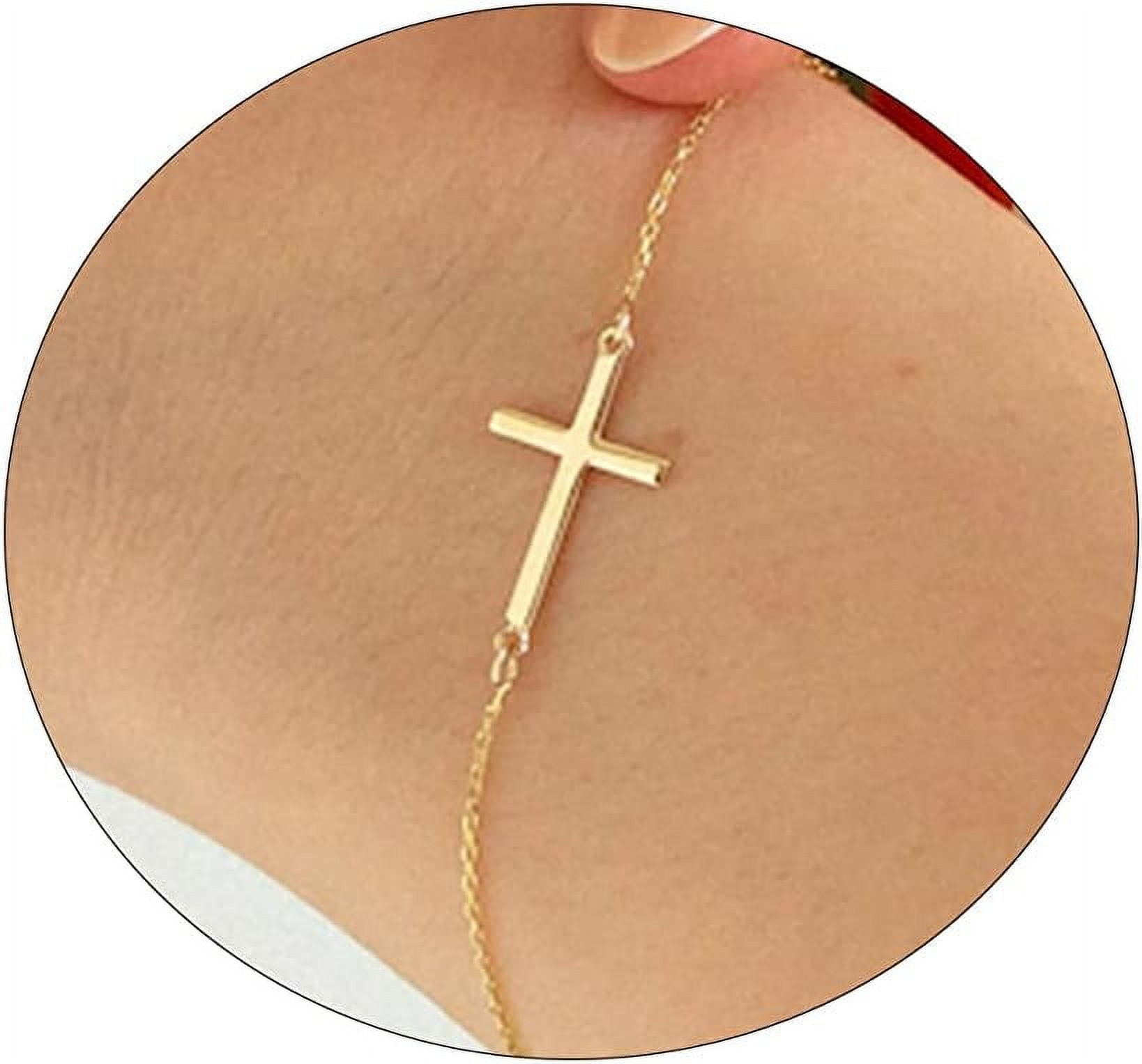 Gold cross bracelet womens deals