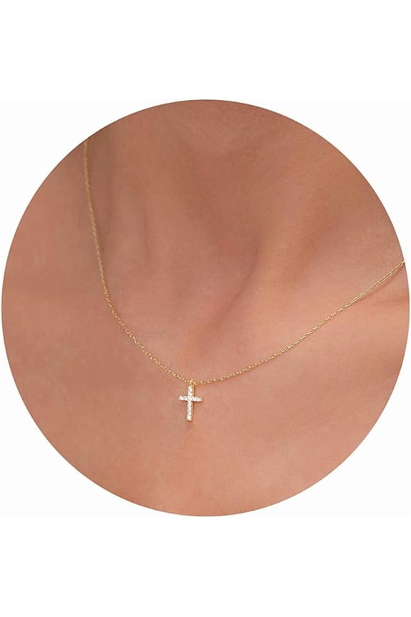 Dainty Cross Necklace For Women, Dainty 14K Gold Filled/Silver Cross Necklaces For Women Simple Layered Small Cross Choker Necklace Thin Chain Necklaces Aesthetic Jewelry For Women Gift[o1883]