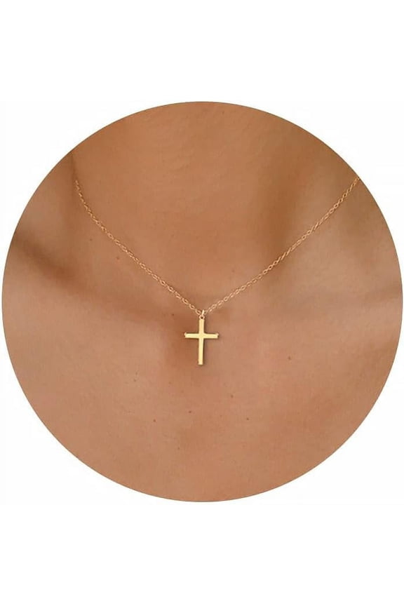 Dainty Cross Necklace For Women, Dainty 14K Gold Filled/Silver Cross Necklaces For Women Simple Layered Small Cross Choker Necklace Thin Chain Necklaces Aesthetic Jewelry For Women Gift[o1896]