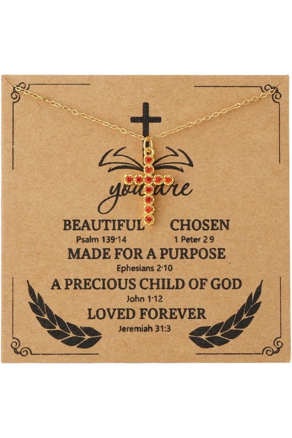 Dainty Cross Necklace for Women Diamond Birthstone Cross Necklace First Communion Baptism Confirmation Easter Gifts Christmas Birthday Gifts[o477]