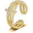 thumbnail image 1 of Dainty Cross Open Ring for Women Men Adjustable Cross Faith Hope Wedding Statement Finger Band Stackable Cubic Zirconia Ring Christian Religious Jewelry Simple Fashion Gift for Best Friends, 1 of 6