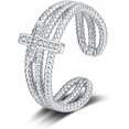 thumbnail image 1 of Dainty Cross Open Ring for Women Men Adjustable Cross Faith Hope Wedding Statement Finger Band Stackable Cubic Zirconia Ring Christian Religious Jewelry Simple Fashion Gift for Best Friends, 1 of 10