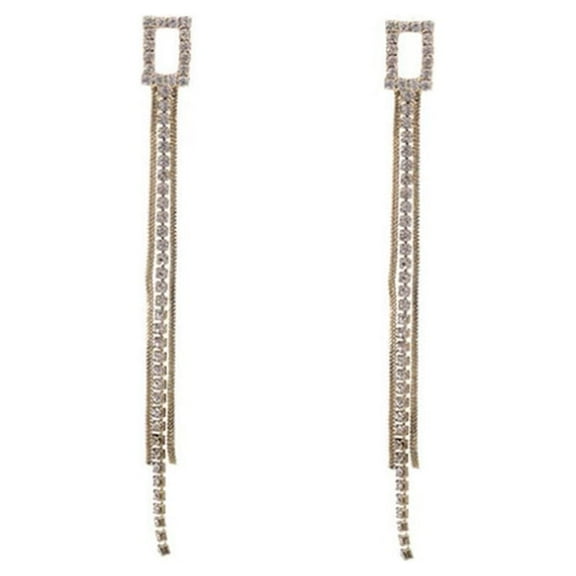 Dainty Crystal Threader Tassel Dangle Stud Earrings Sterling Silver Pins for Women