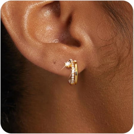 Dainty Cubic Zirconia Quality Earring for Women, Stud Hoop Earrings Fashion Jewelry Gift[d064]