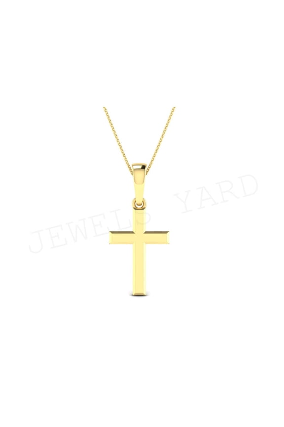 Dainty Cute Lucky Cross Triangle Tiny Pendant Necklaces for Women 14K Yellow Gold Plated Over 925 Sterling Silver